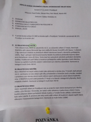 Zápis ze schůze výkonného výboru Jihomoravské oblasti boxu
